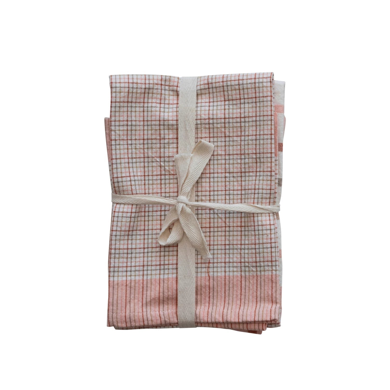 Pink Plaid Tea Towels, Set of 3 - Rivieratowel