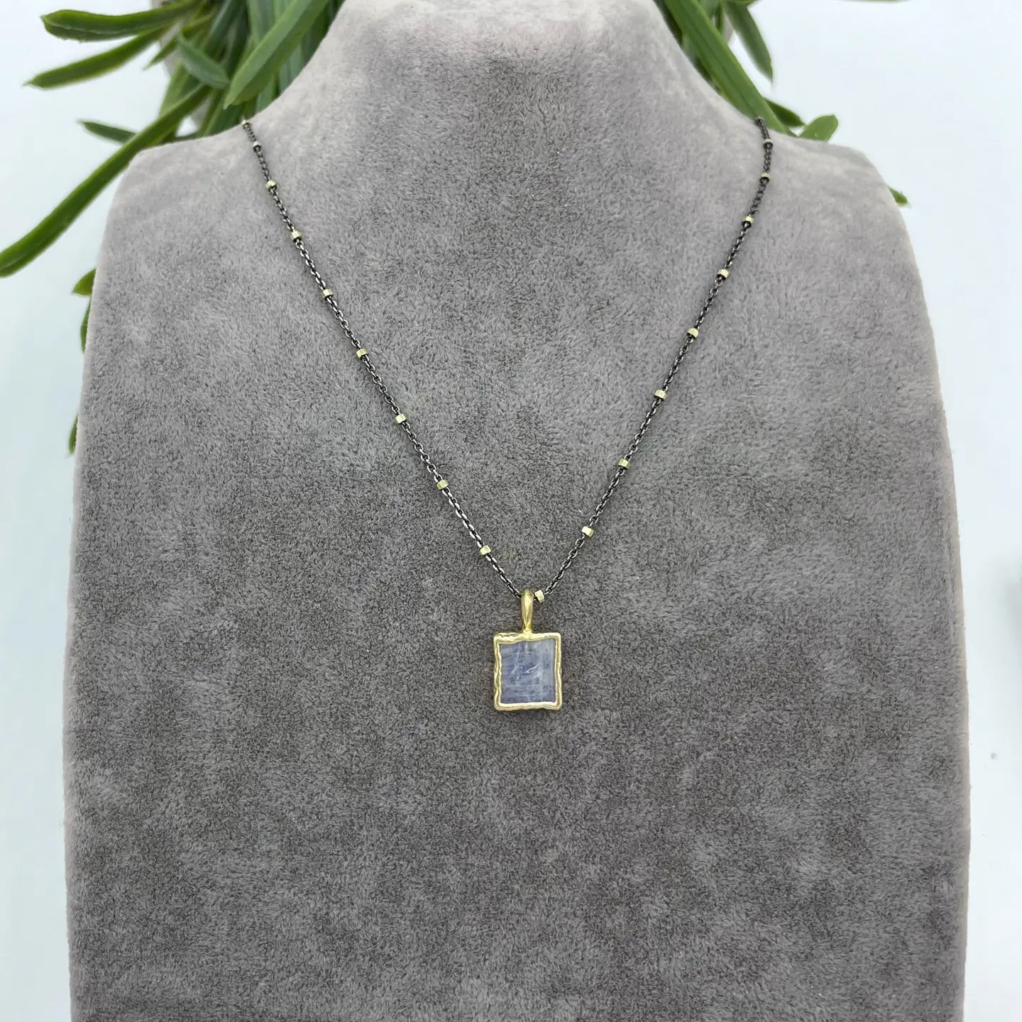 Rainbow Moonstone Square Pendant Necklace - Rivieratowel