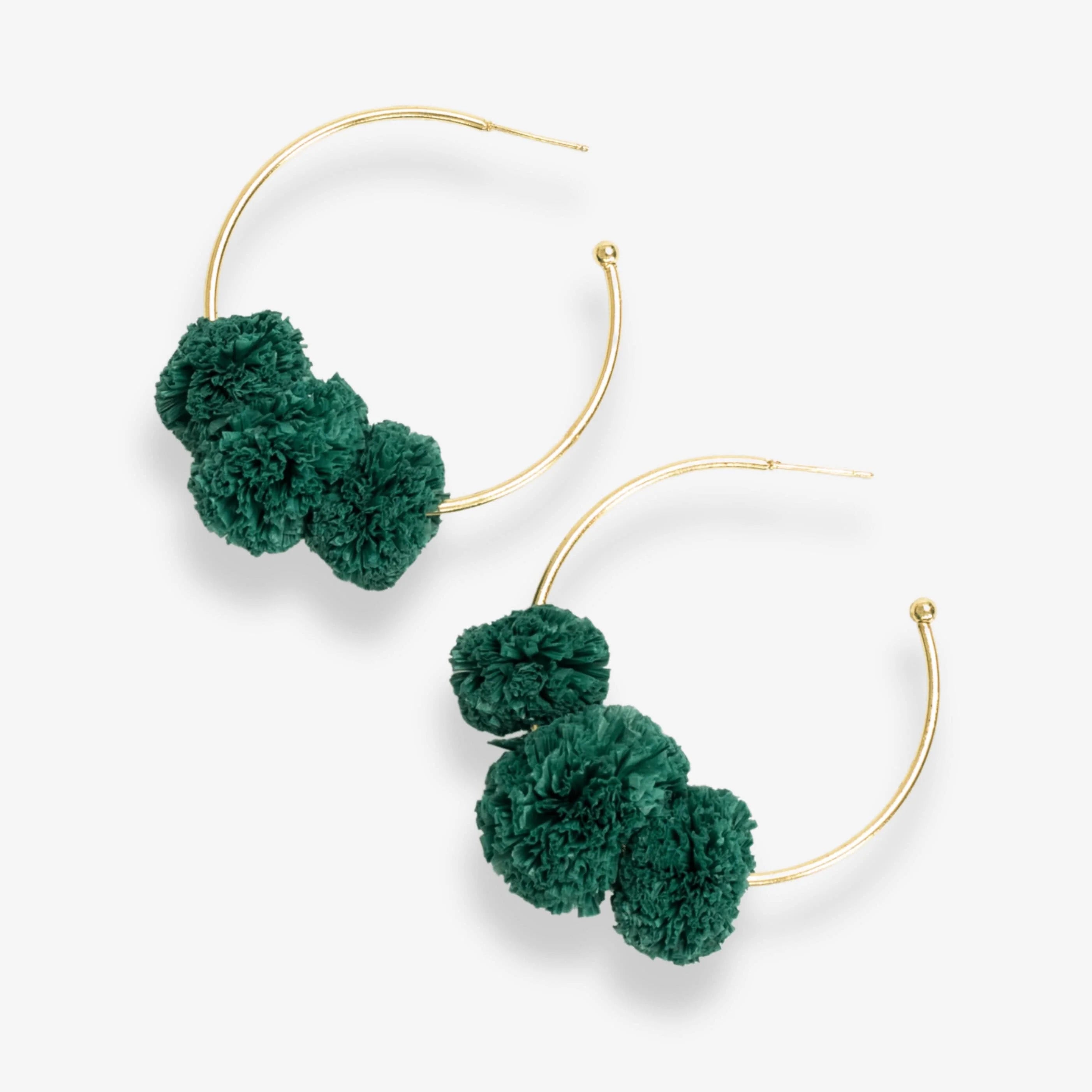 Rita Raffia Poms Hoop Earring