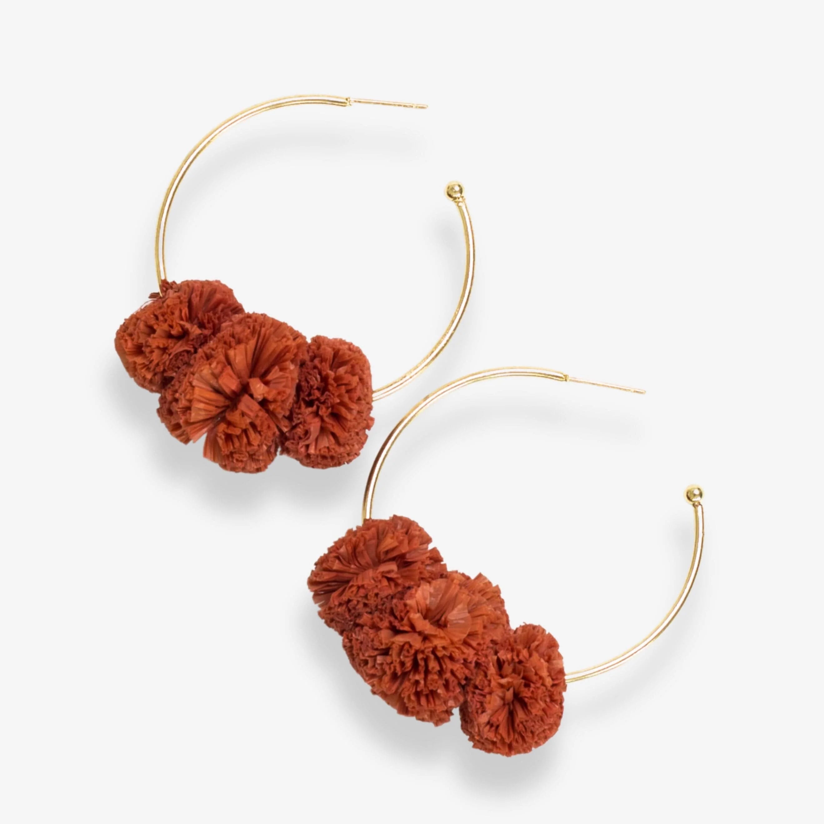 Rita Raffia Poms Hoop Earring