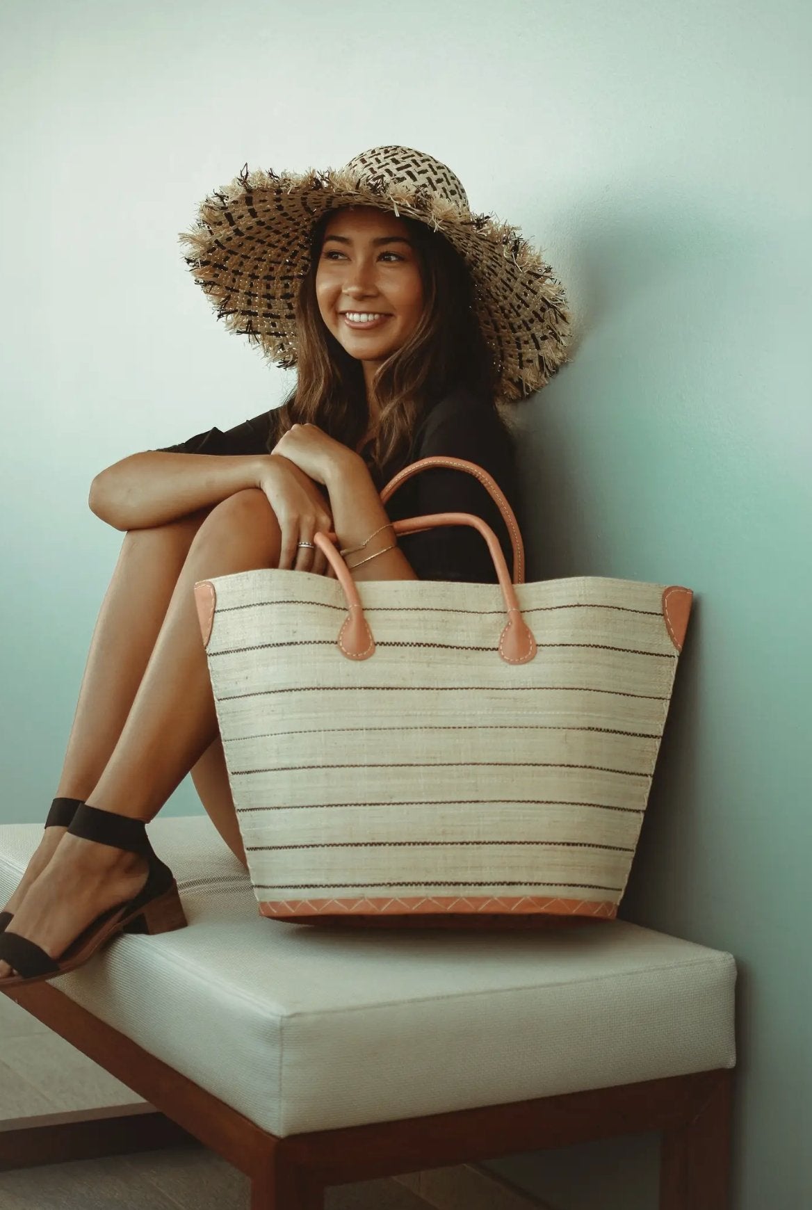 Santa Cruz Pin Stripes Straw Bag - Rivieratowel