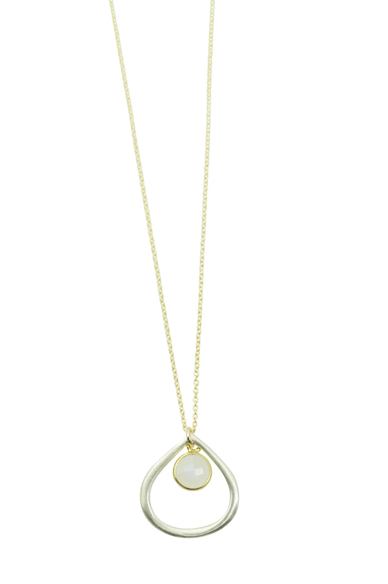 Small Open Drop w. Moonstone Necklace - Rivieratowel
