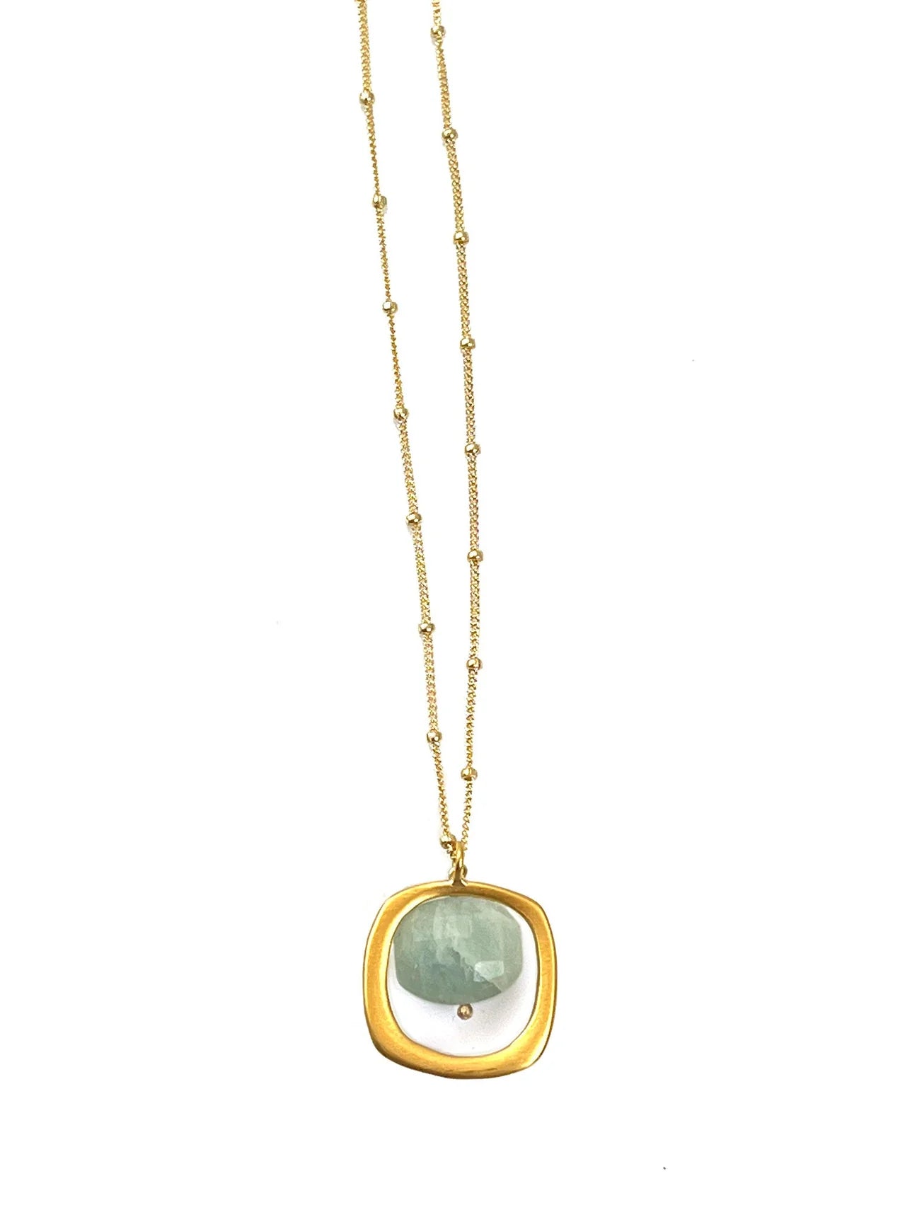 square w. aqua necklace - Rivieratowel