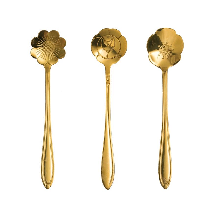 Stainless Steel Flower Shaped Spoons, Set of 3 - Rivieratowel