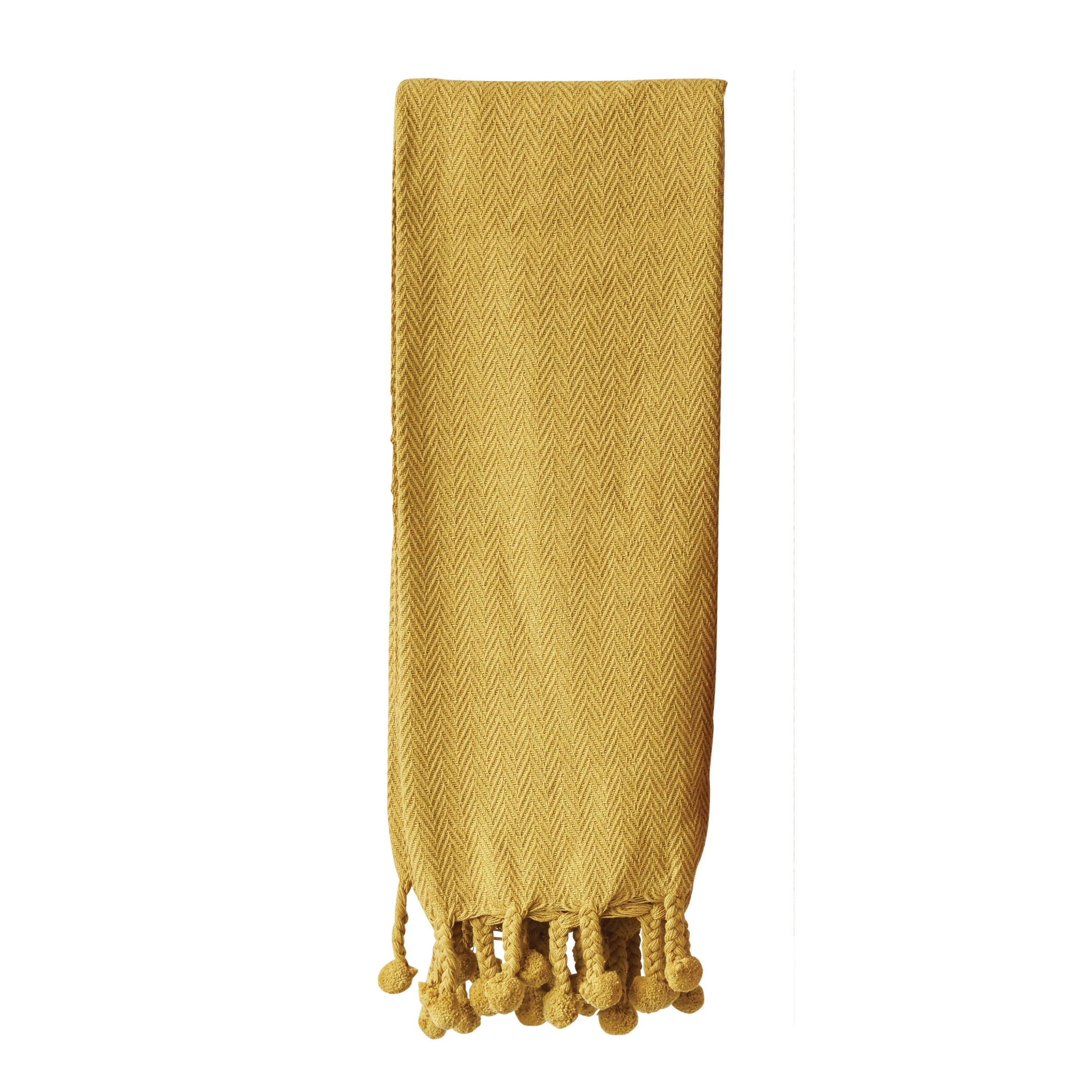 Throw with Braided Pom Pom Tassels - Rivieratowel