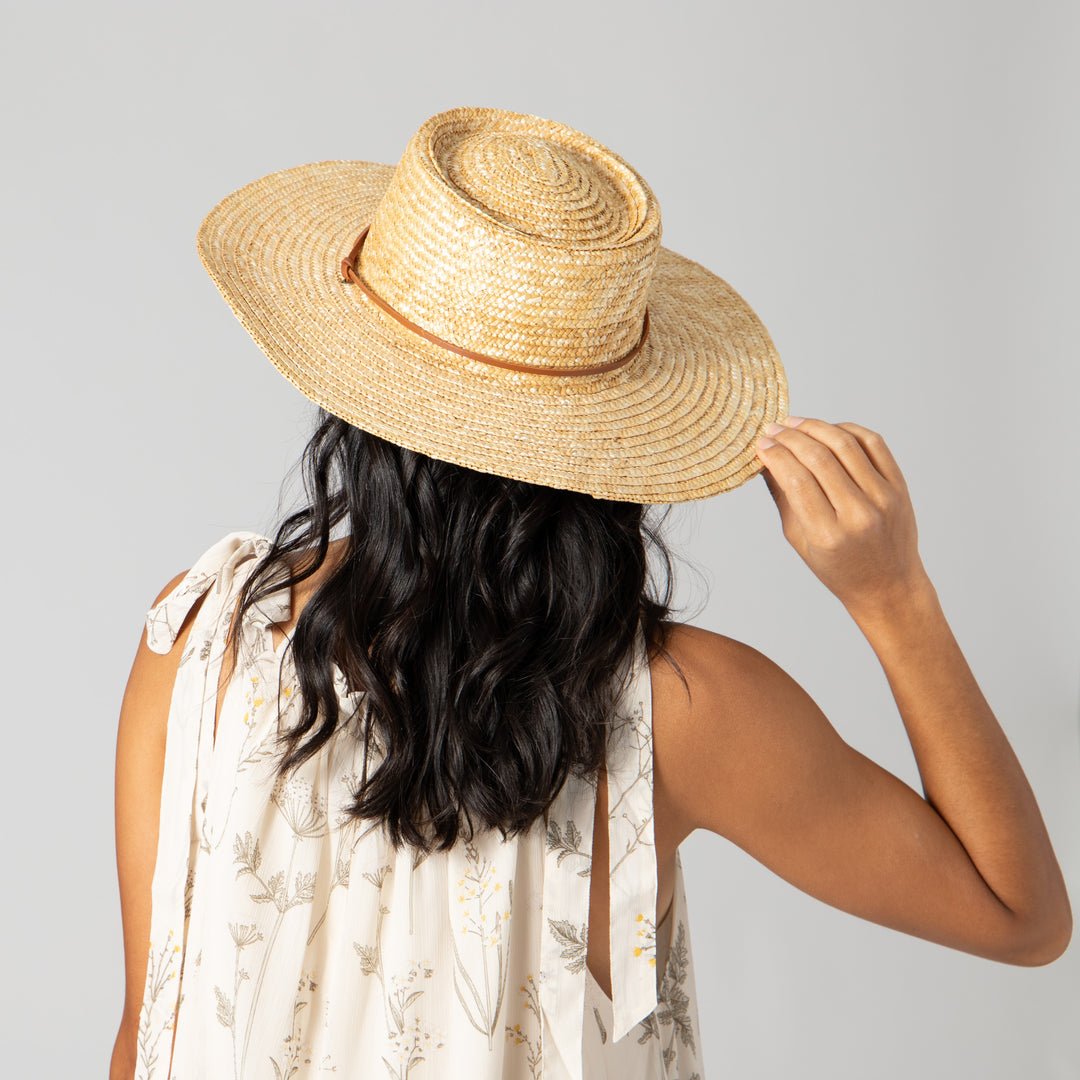 Wheat Straw Hat with Leather Chin Cord - Rivieratowel